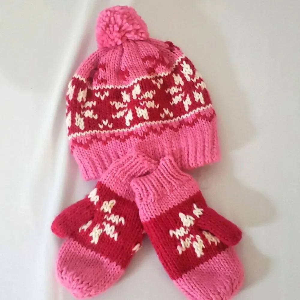 Snowflake Winter Hat and Gloves Bundle